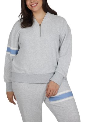 Yogalicious Women's Plus Size Terry Supercharge 1/2 Zip Pullover, 1X