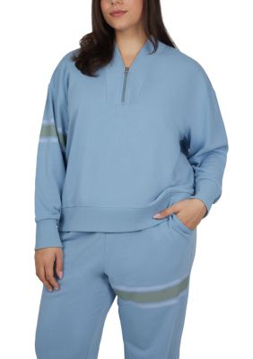 Yogalicious Women's Plus Size Terry Supercharge 1/2 Zip Pullover, 3X