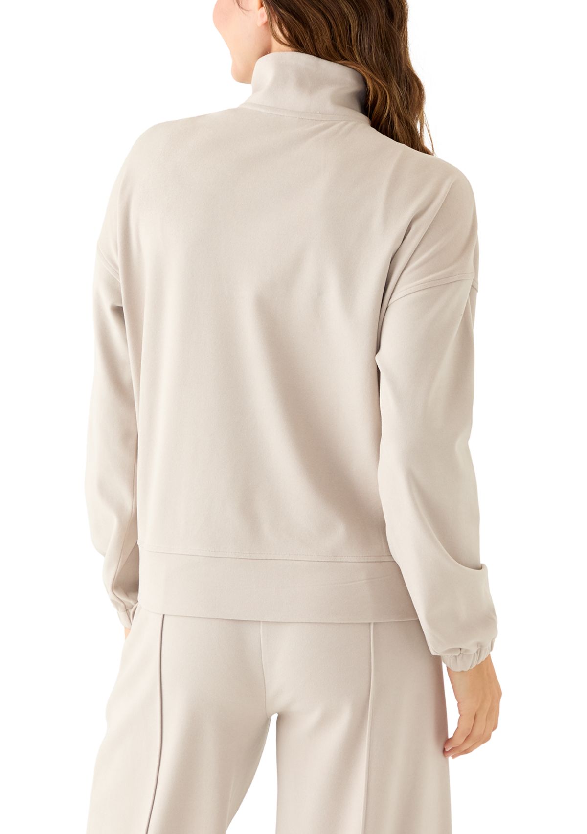 Womens Fleece Ribbed 1/2 Zip Pullover