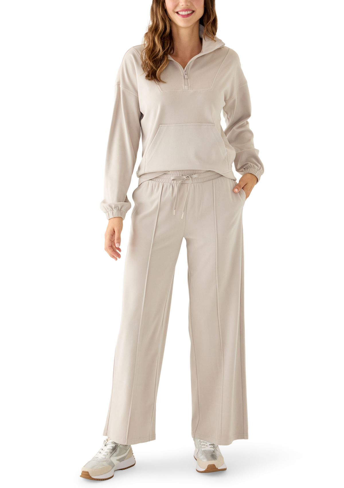 Womens Fleece Ribbed 1/2 Zip Pullover