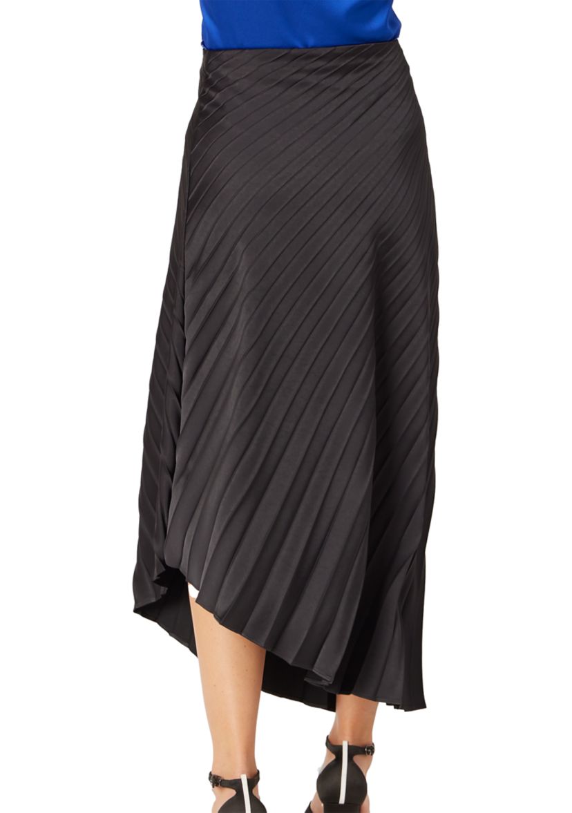 Womens Asymmetrical Pleated Midi Skirt