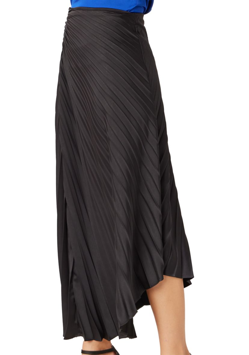Womens Asymmetrical Pleated Midi Skirt