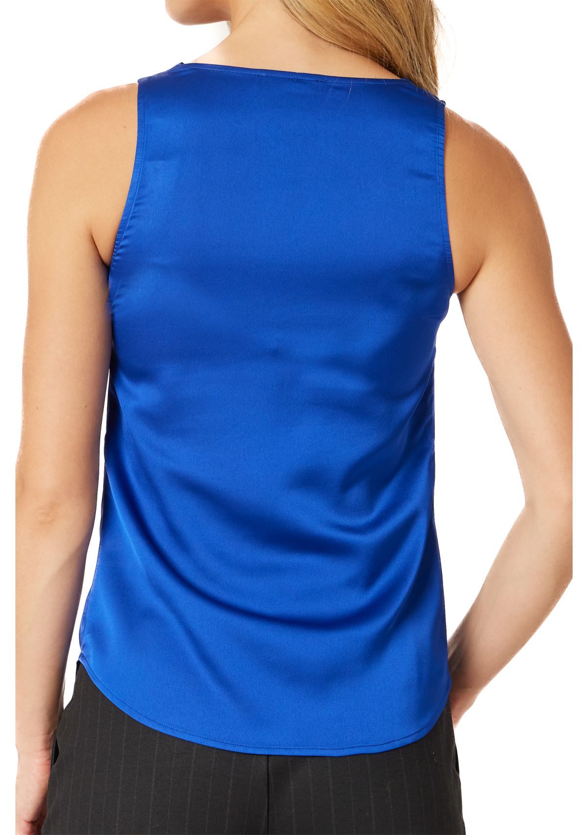 Womens Sleeveless Satin Cowl Neck Tank Top