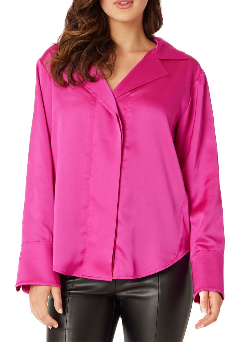 Womens Long Sleeve Woven Blouse