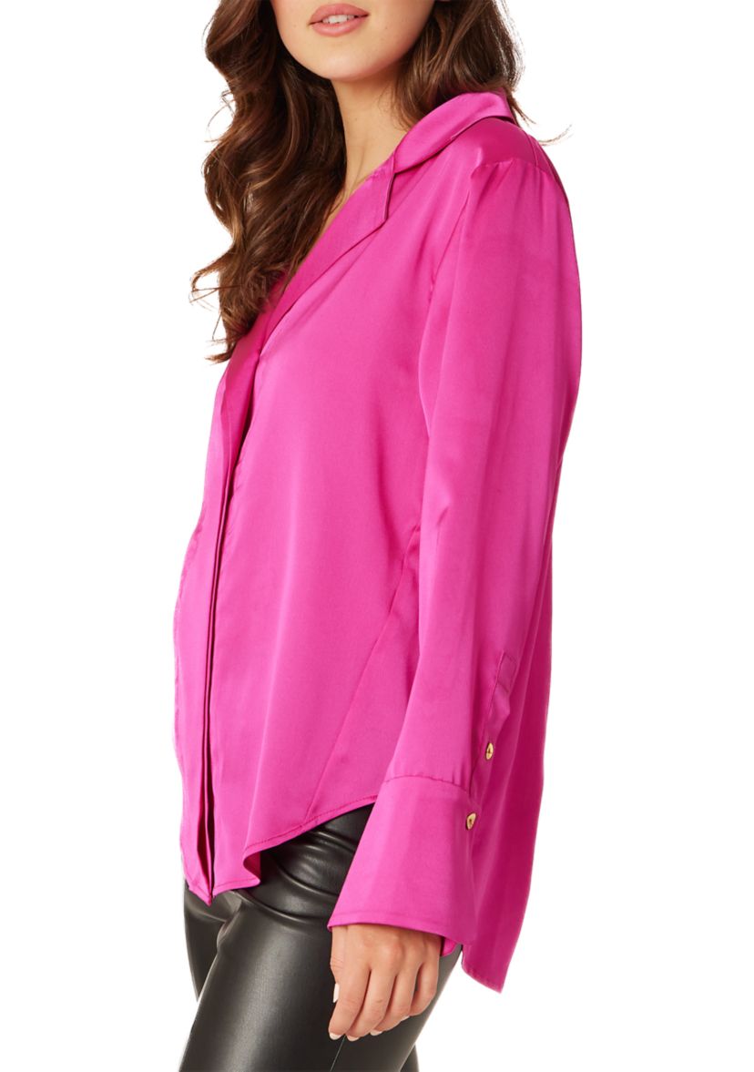 Womens Long Sleeve Woven Blouse