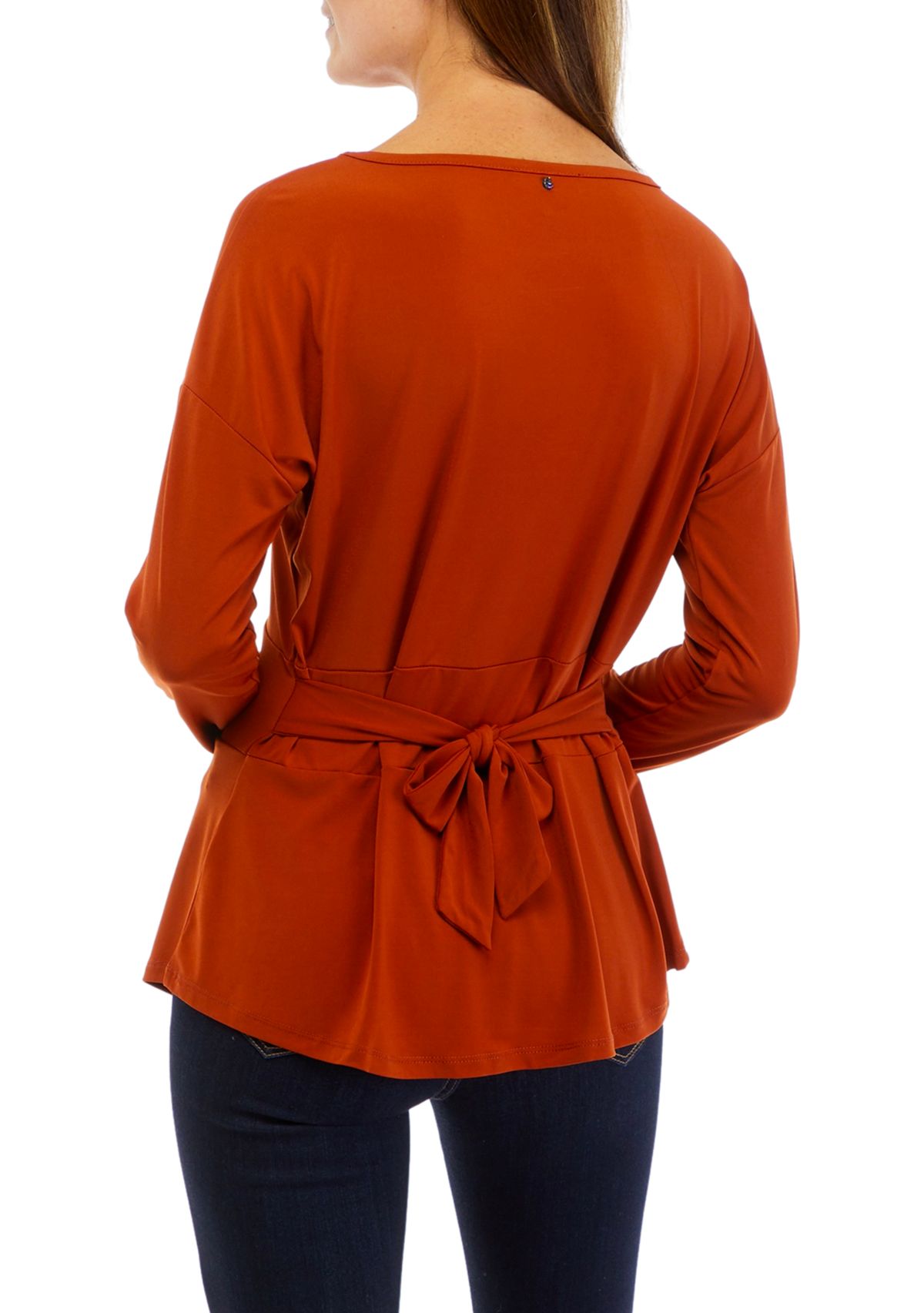 Womens Long Sleeve Waist Tie Top