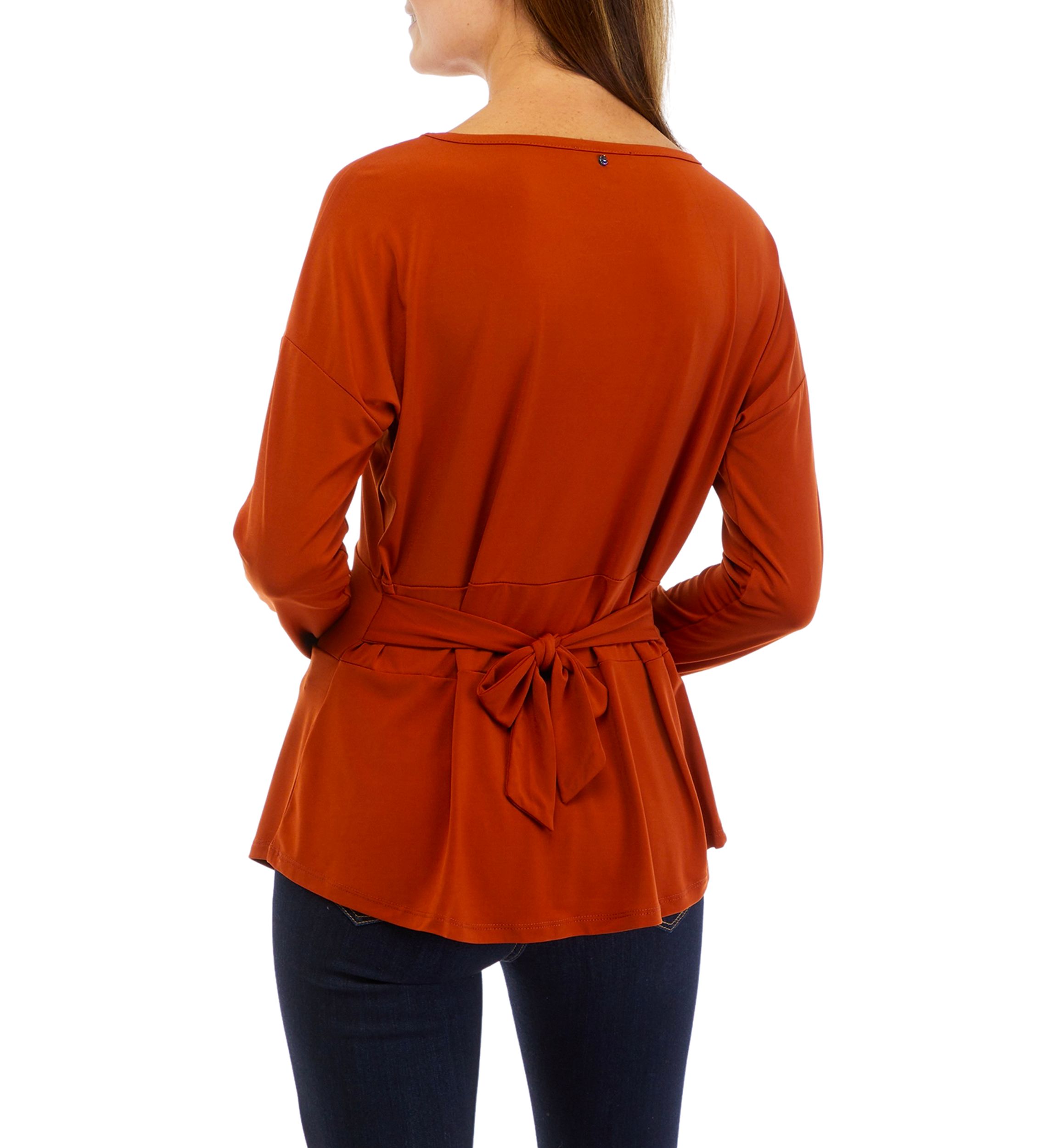 Womens Long Sleeve Waist Tie Top