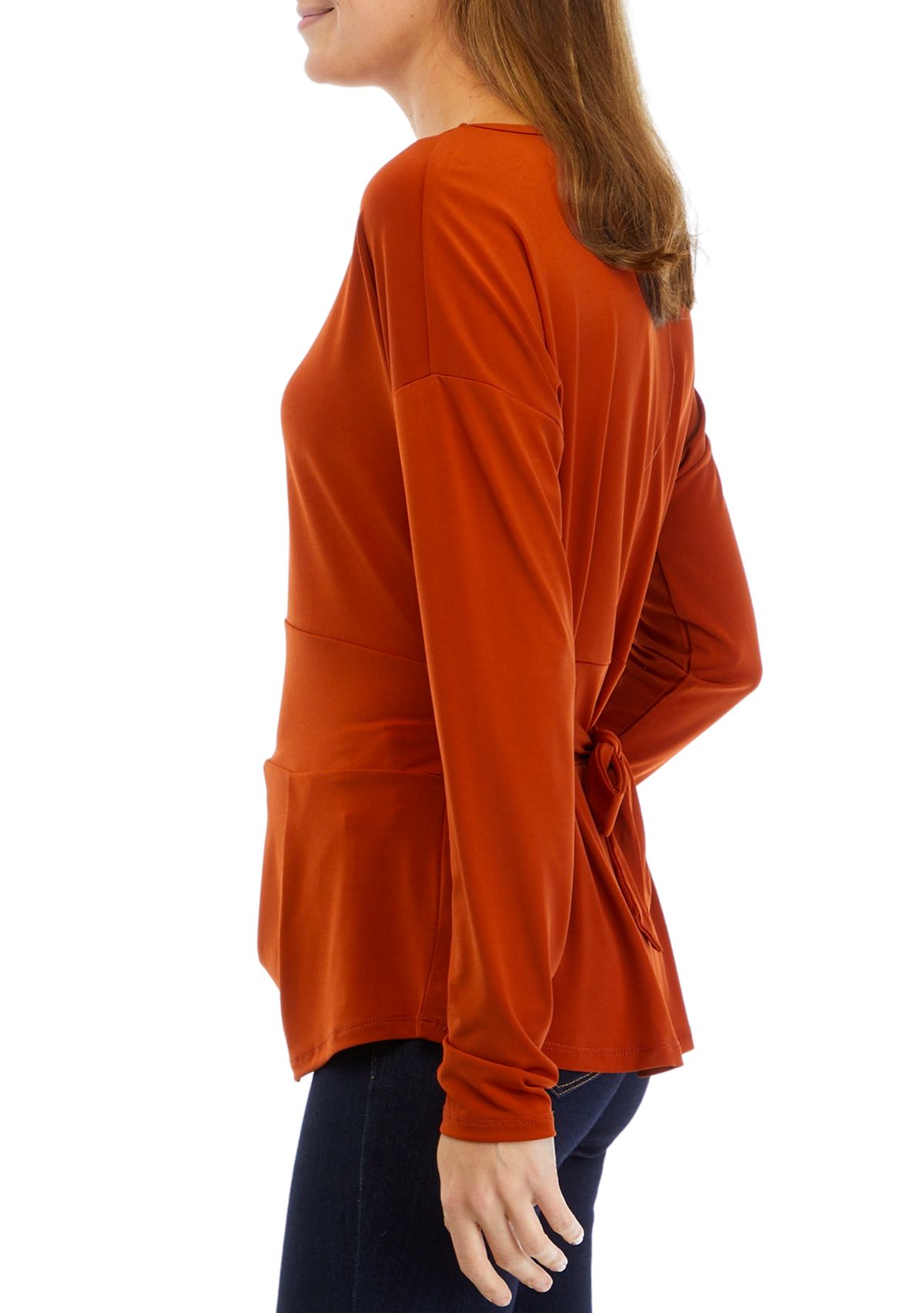 Womens Long Sleeve Waist Tie Top