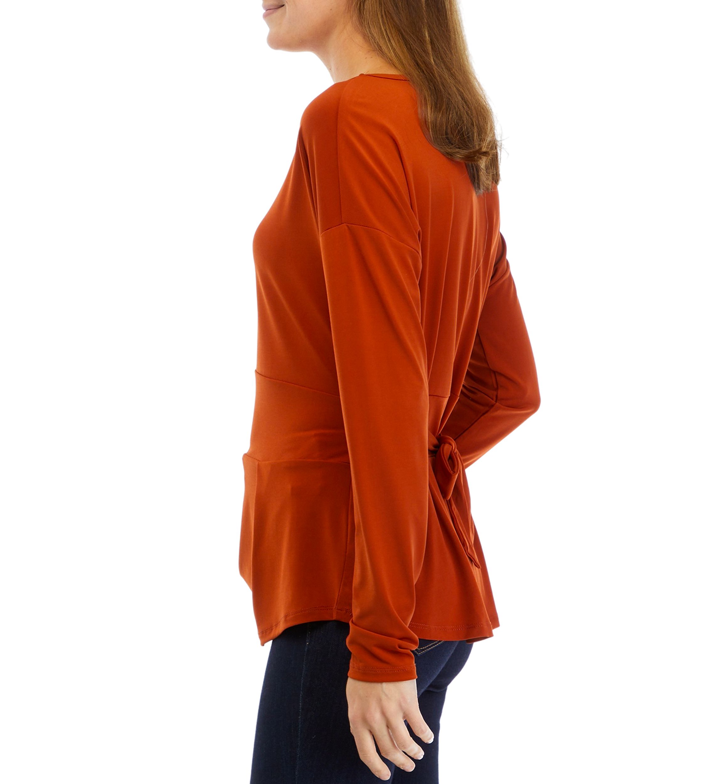 Womens Long Sleeve Waist Tie Top