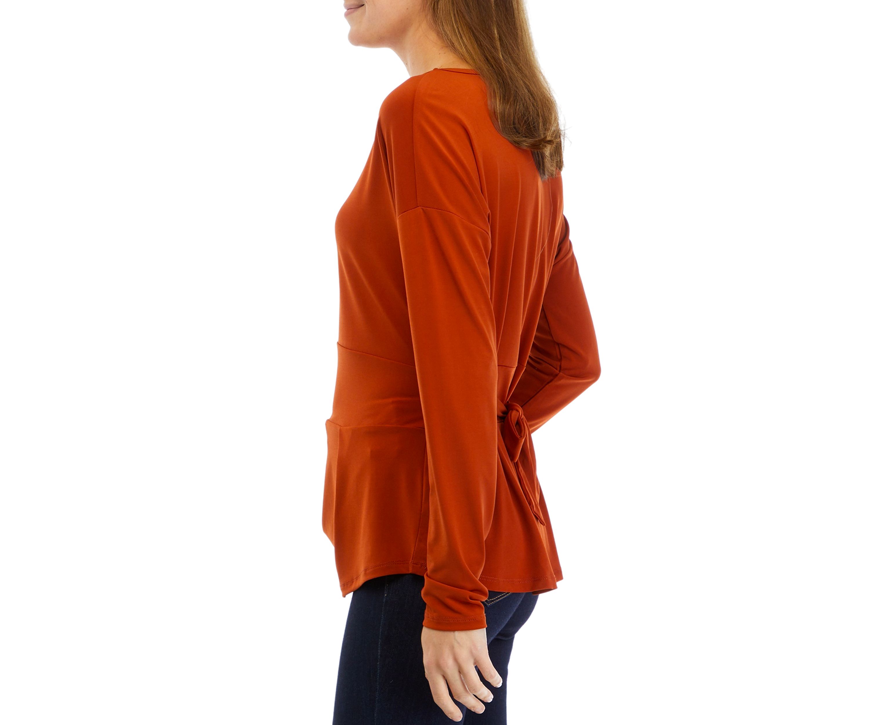 Womens Long Sleeve Waist Tie Top