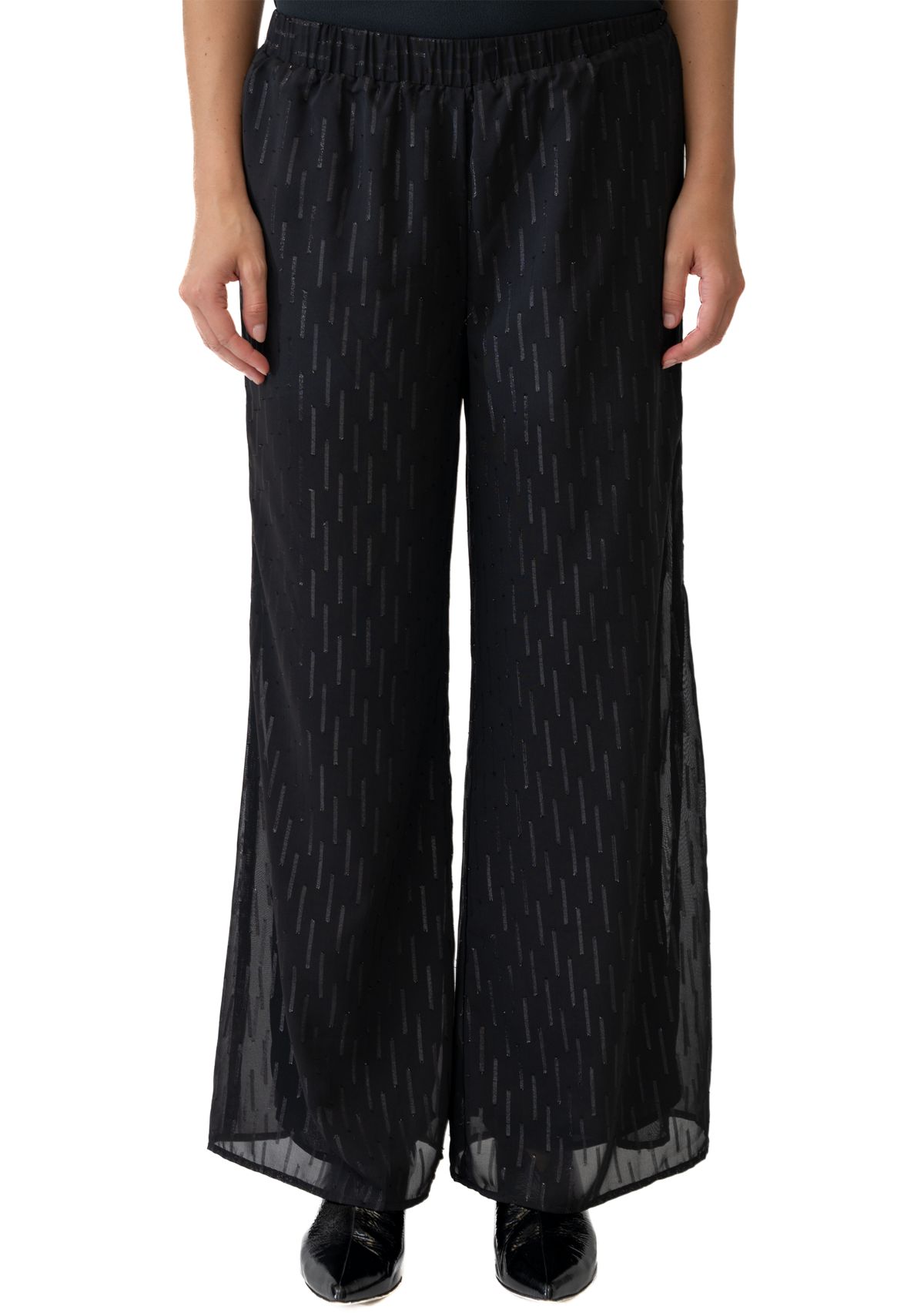 Womens Wide Leg Lurex Knit Pants
