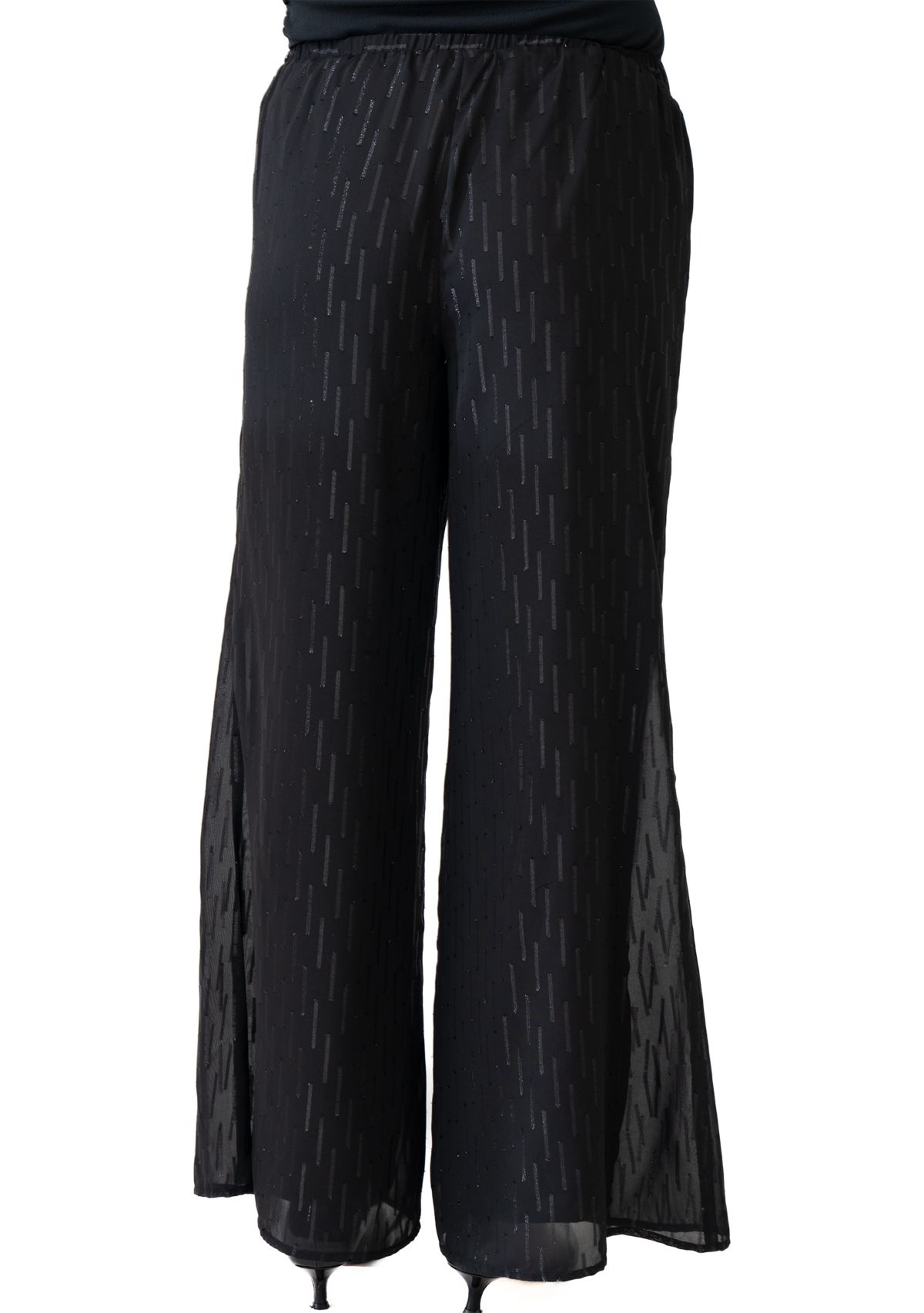 Womens Wide Leg Lurex Knit Pants