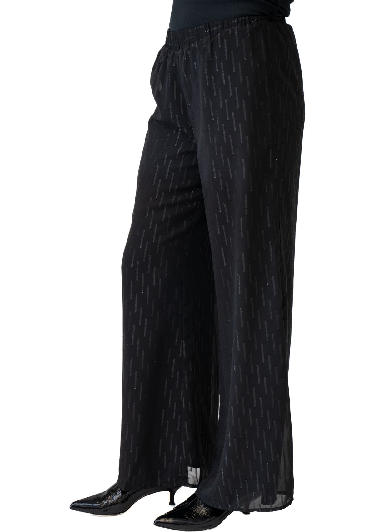 Womens Wide Leg Lurex Knit Pants