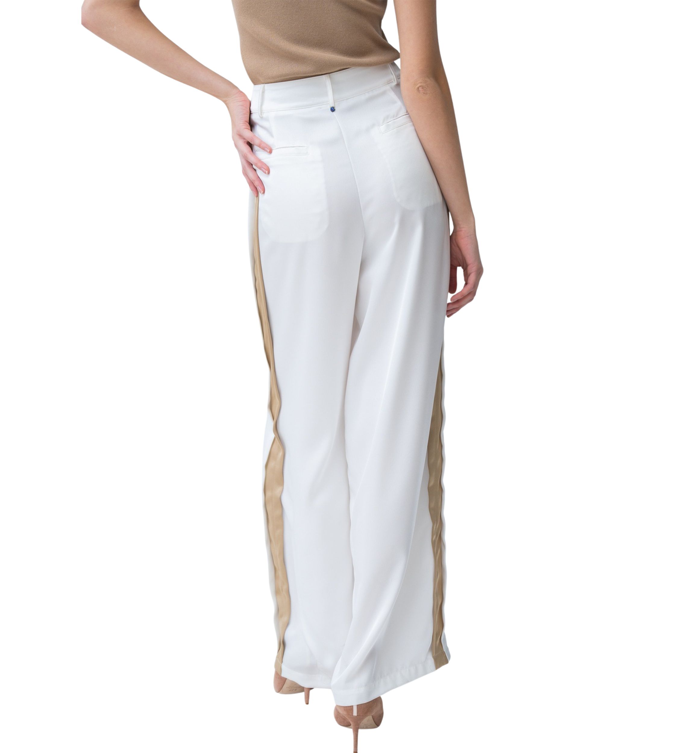 Womens Gold Tux Strip Wide Leg Pants