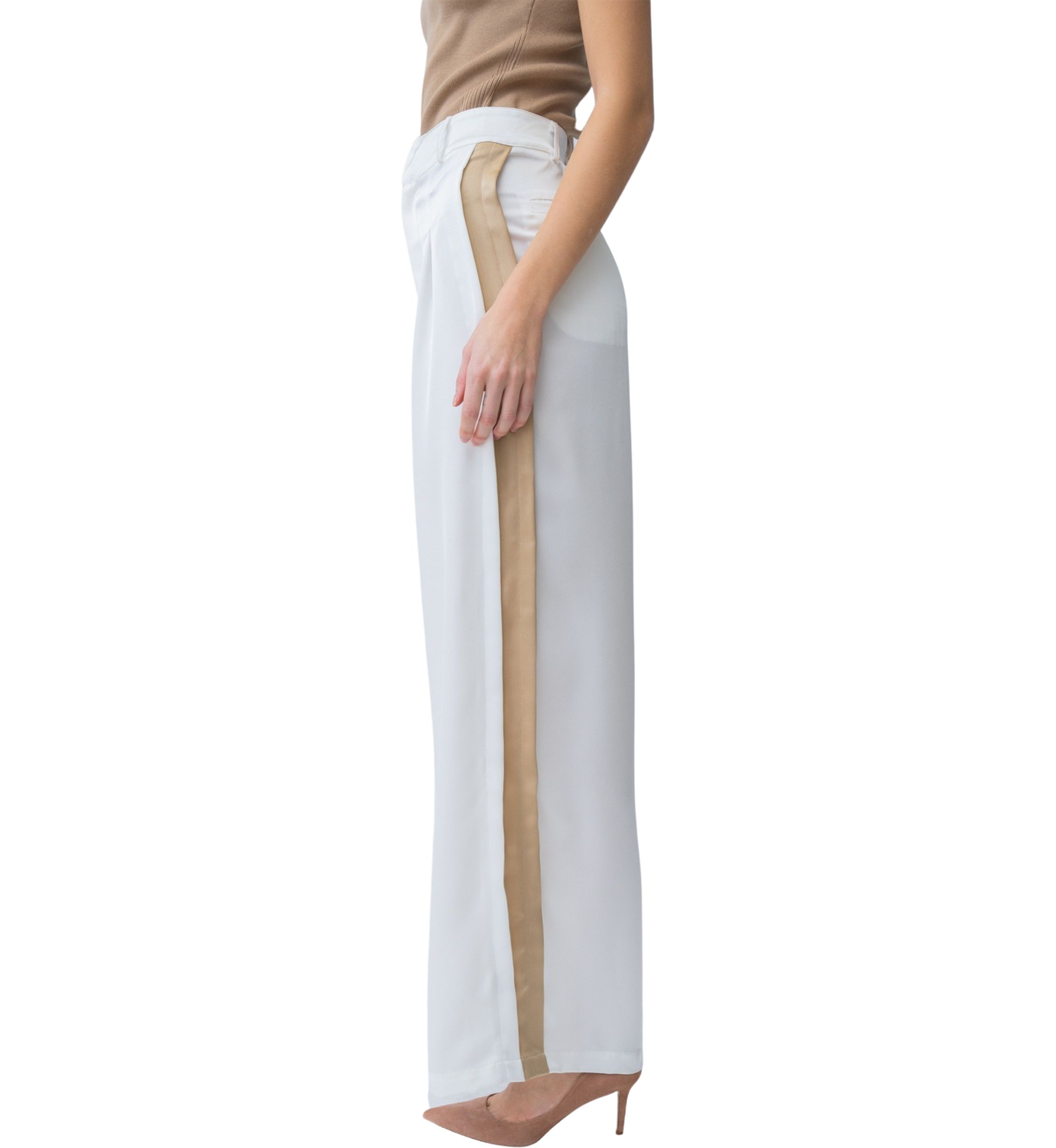 Womens Gold Tux Strip Wide Leg Pants