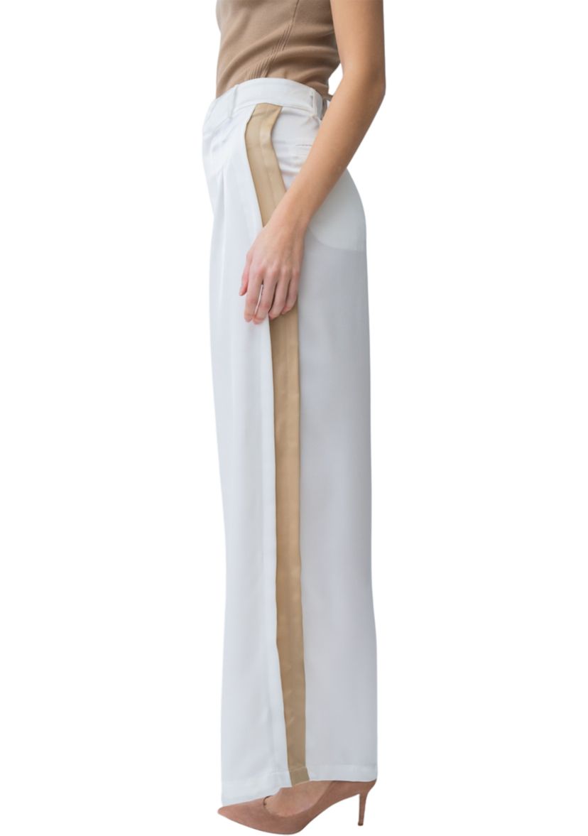 Womens Gold Tux Strip Wide Leg Pants