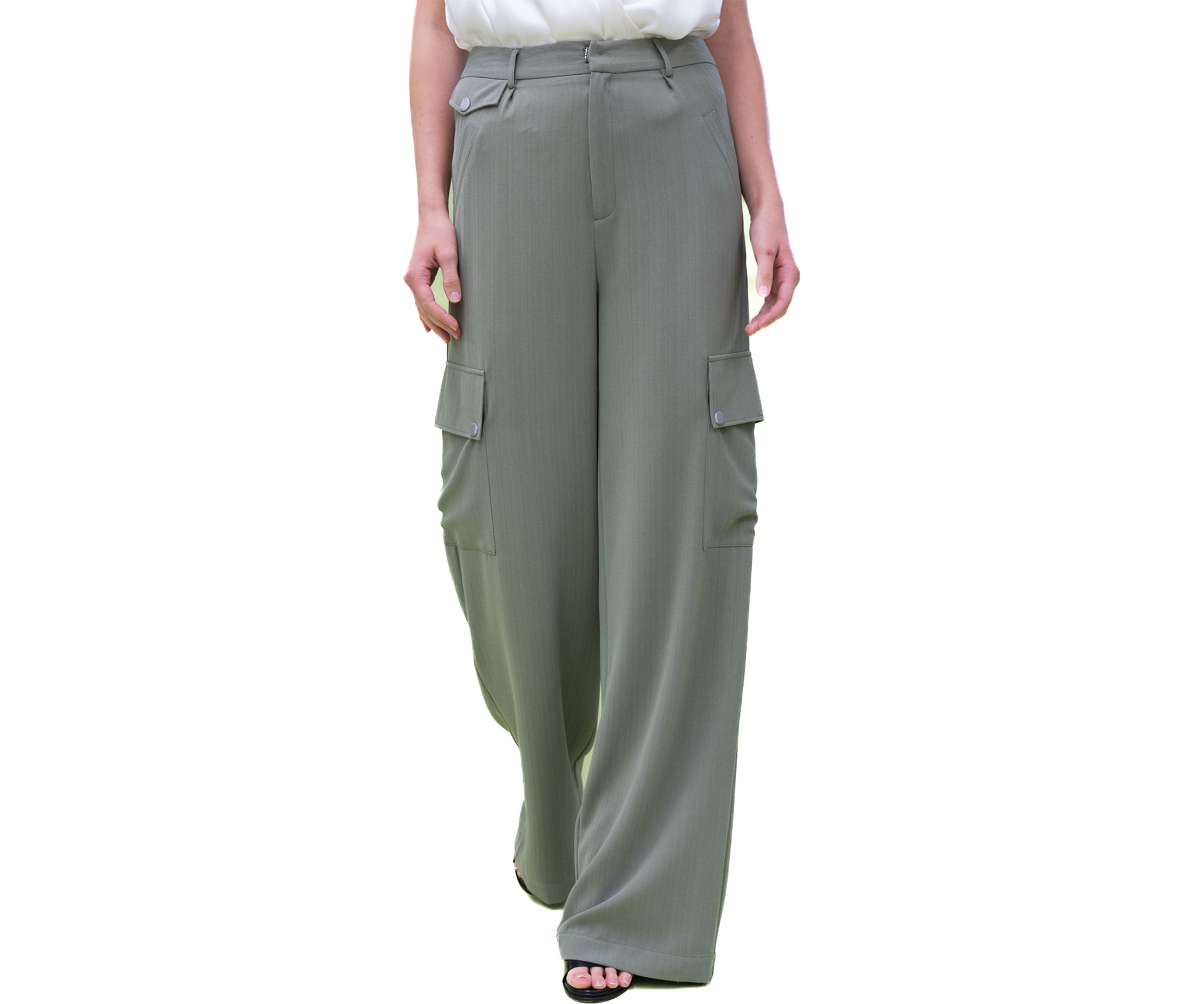 Womens Cargo Pocket Wide Leg Pants