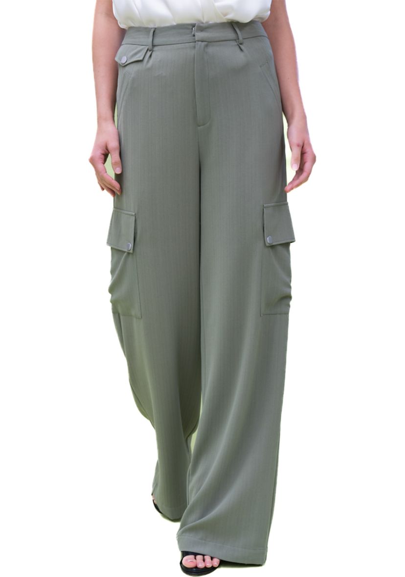 Womens Cargo Pocket Wide Leg Pants