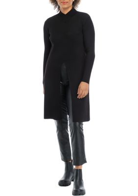 Adrienne Landau Onyx Women's High Slit Ribbed Sweater | belk