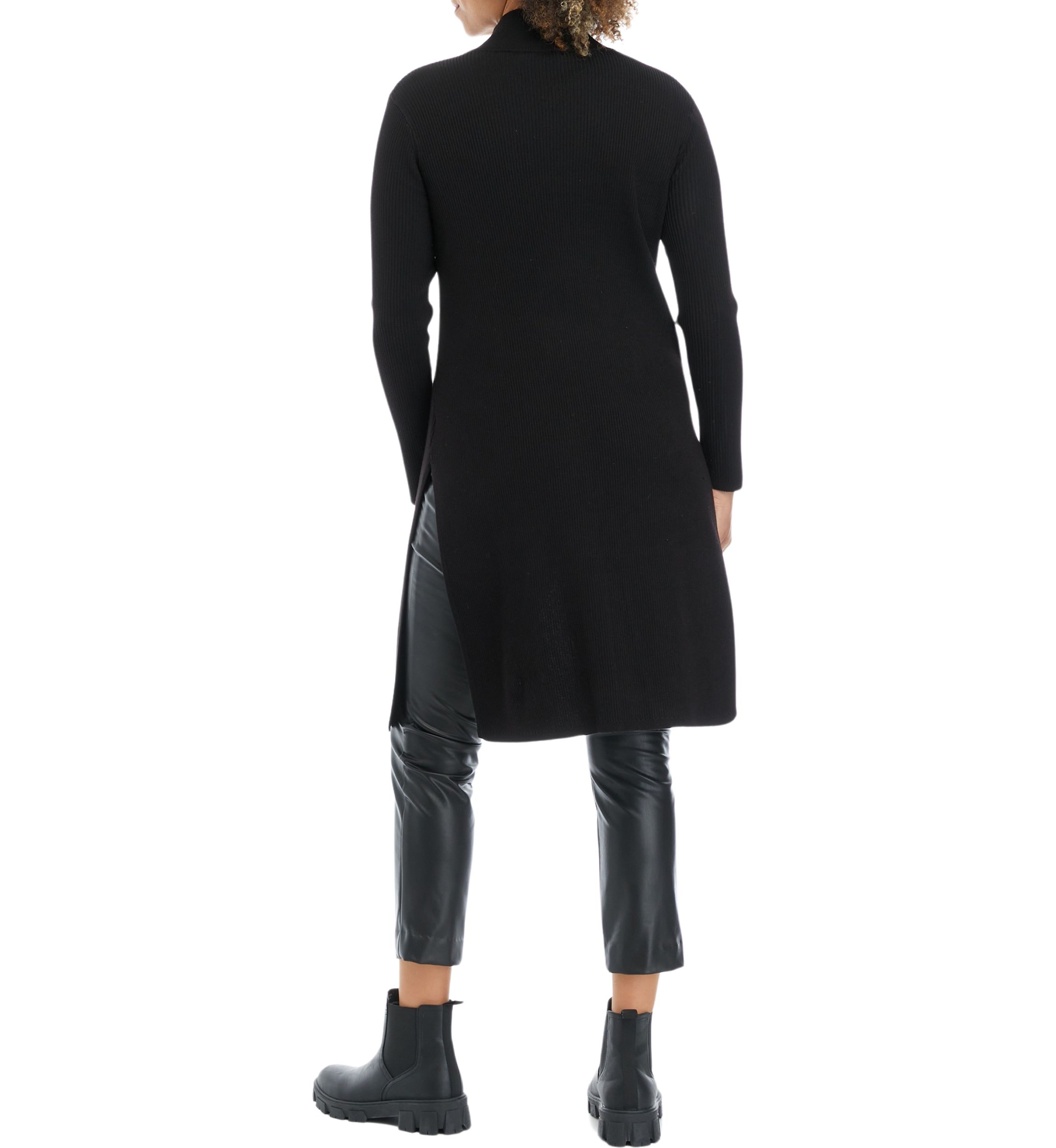 Womens High Slit Ribbed Sweater