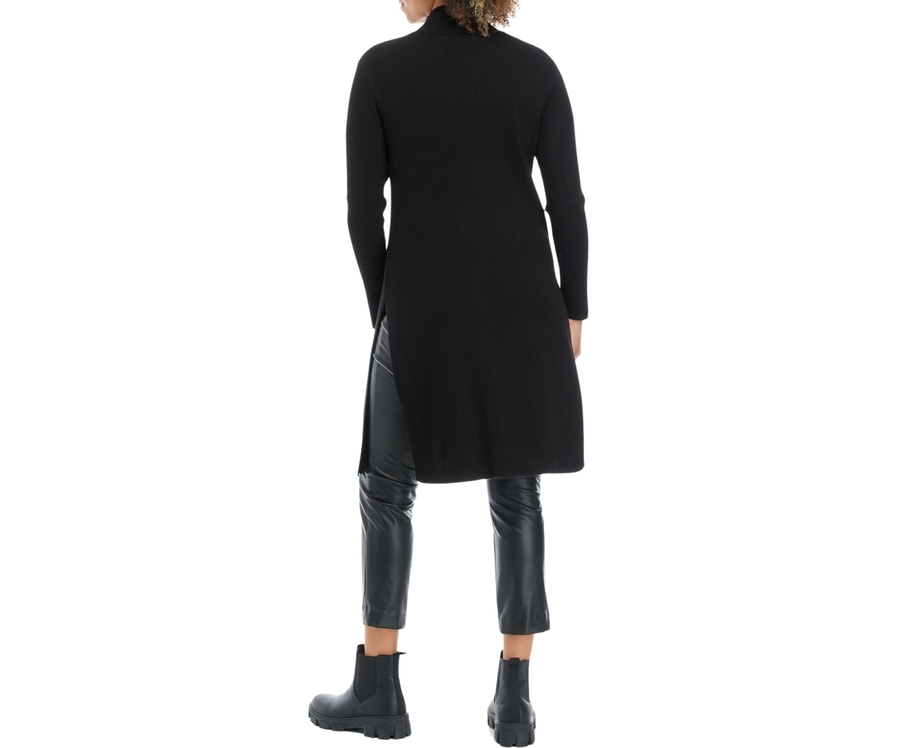 Womens High Slit Ribbed Sweater