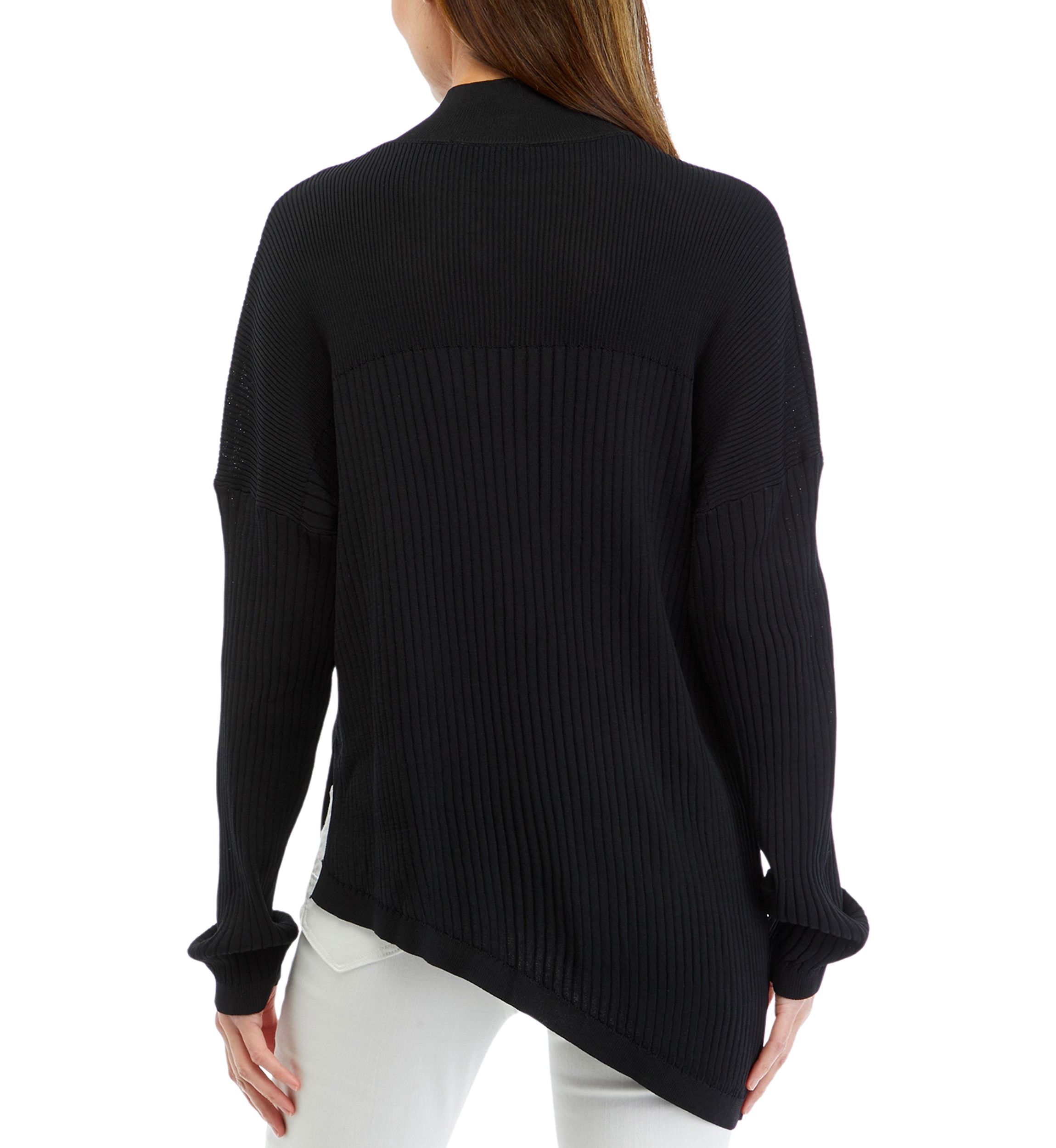 Womens Long Sleeve Asymmetrical Mock Neck Sweater