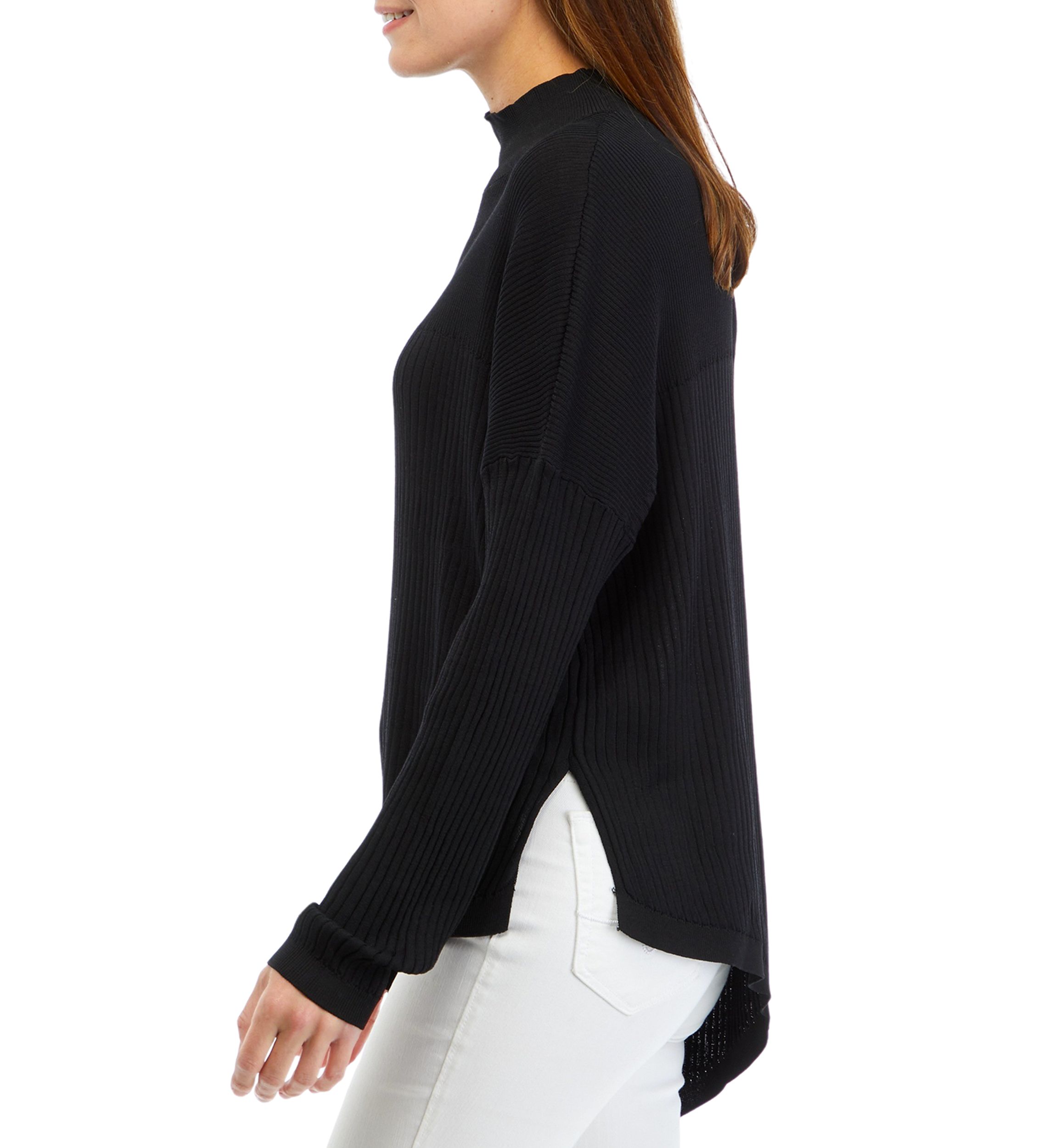 Womens Long Sleeve Asymmetrical Mock Neck Sweater