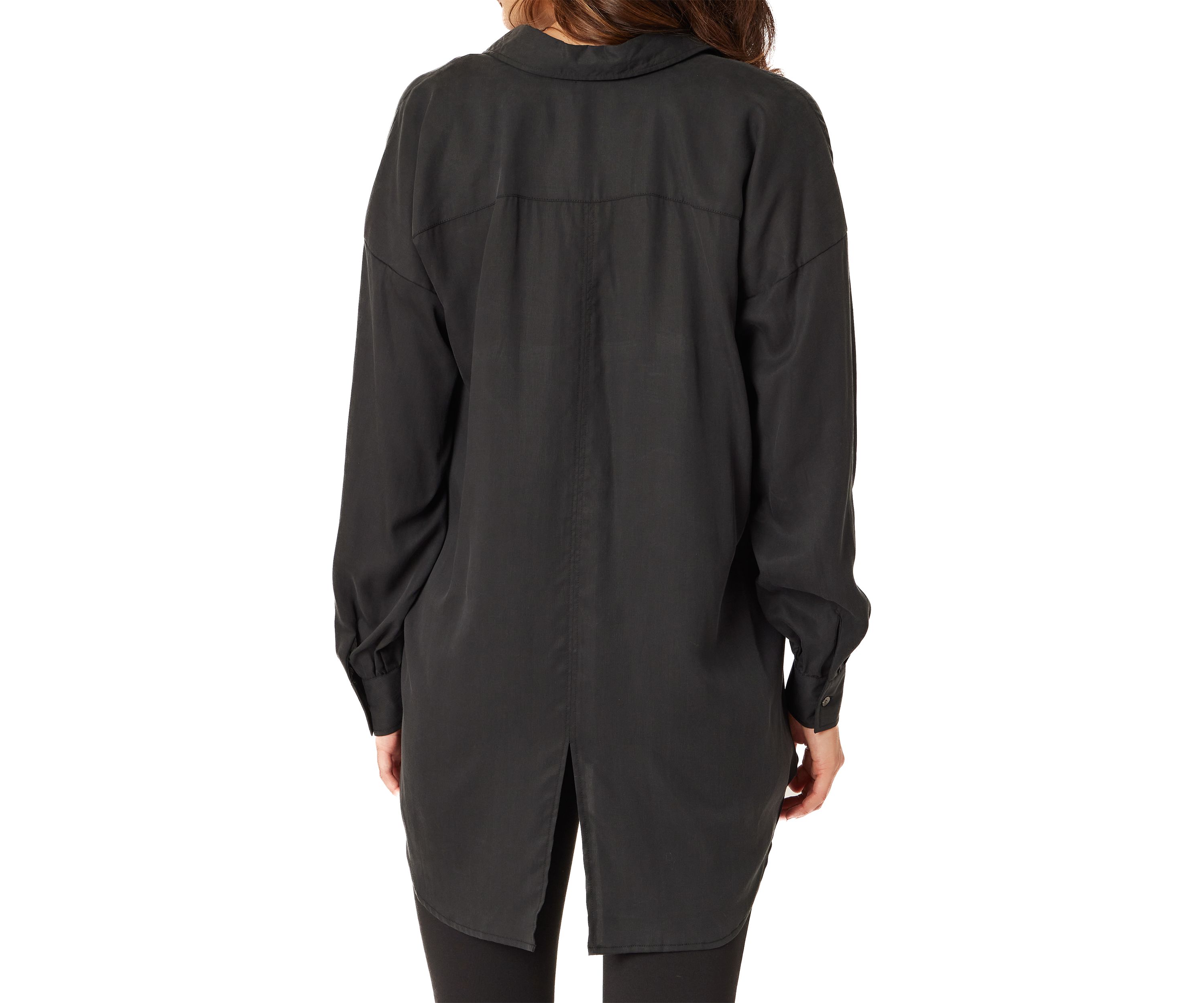 Womens Long Sleeve Button Front Blouse