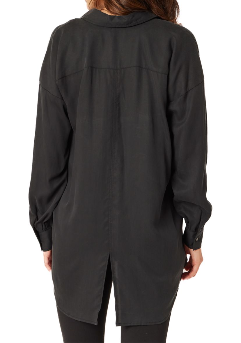 Womens Long Sleeve Button Front Blouse
