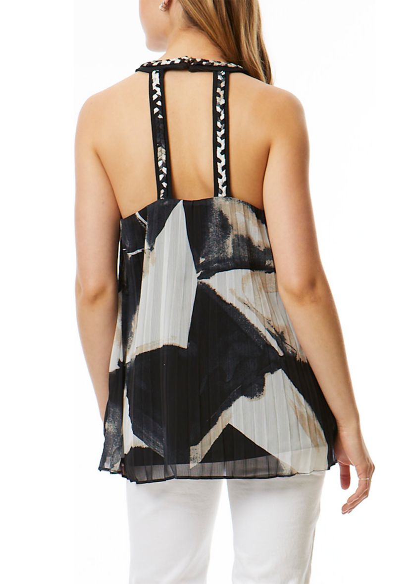 Womens Sleeveless Pleated Halter Blouse