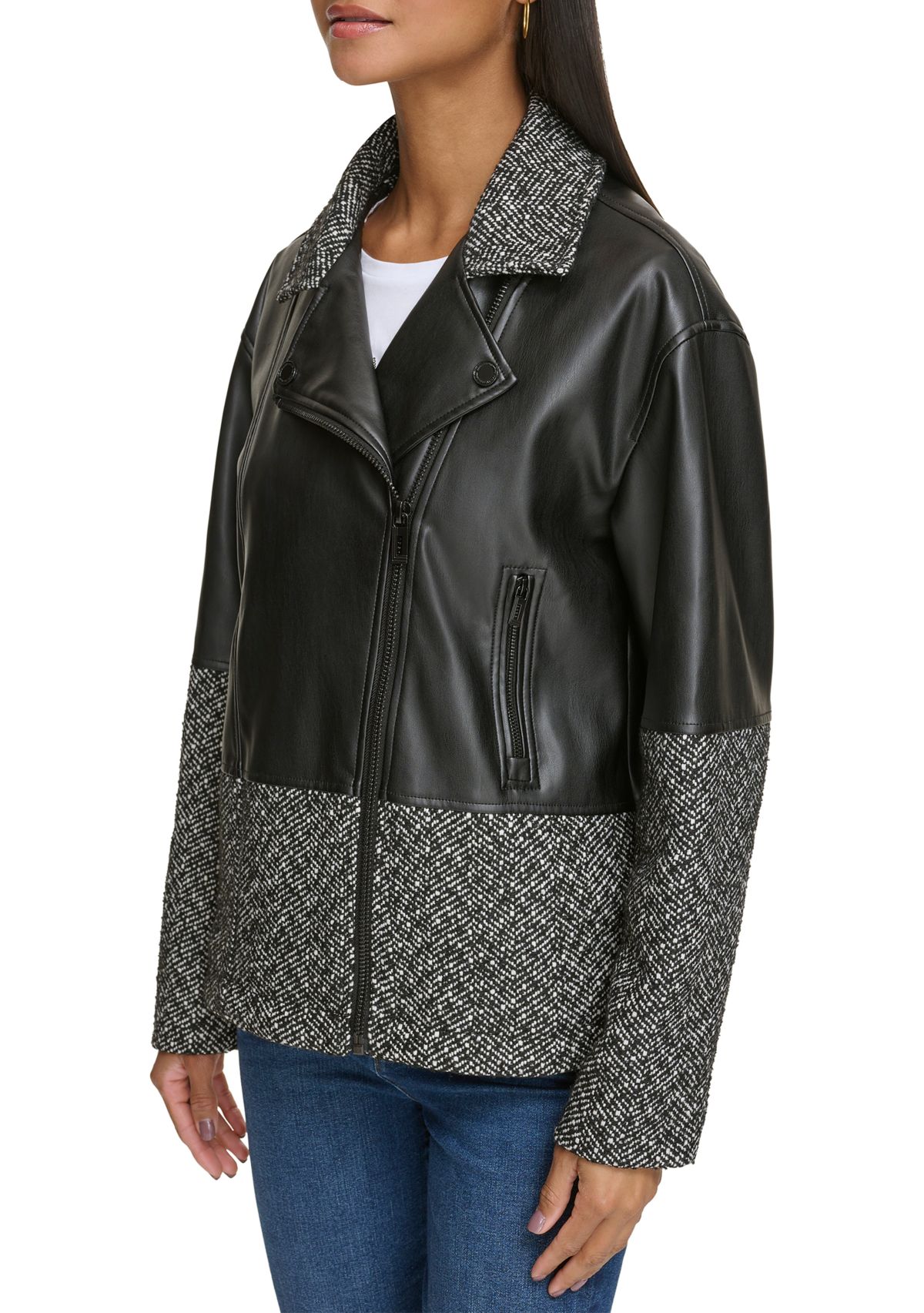 Womens Herringbone Trim Jacket