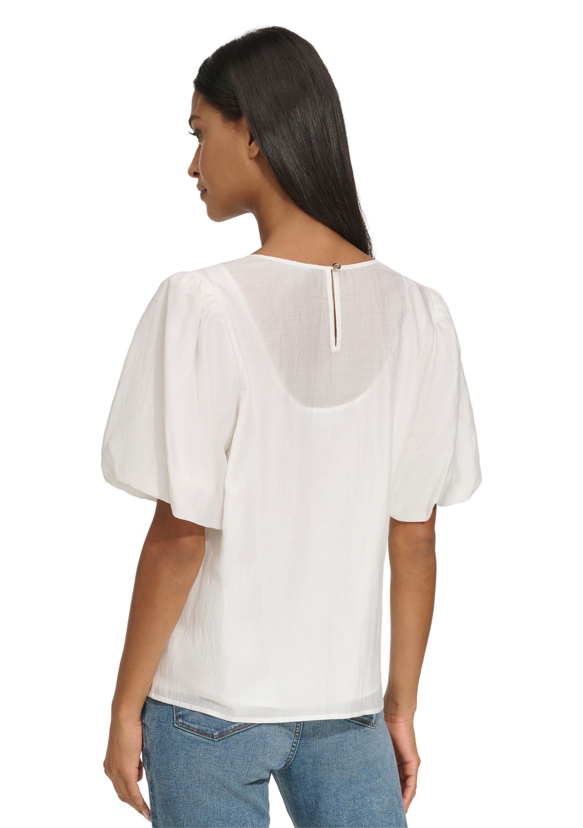 Womens Puff Sleeve Organza Blouse