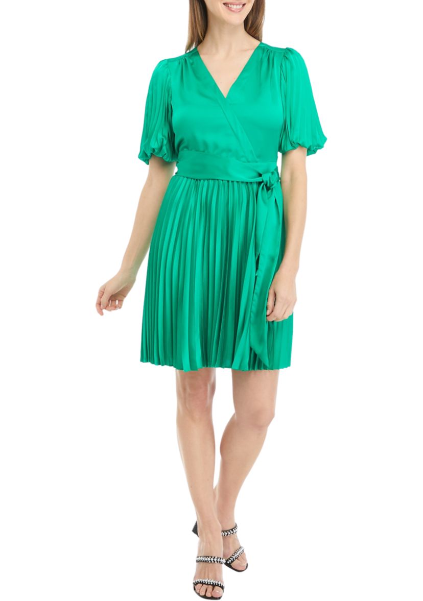 Womens Pleated Skirt Wrap Dress