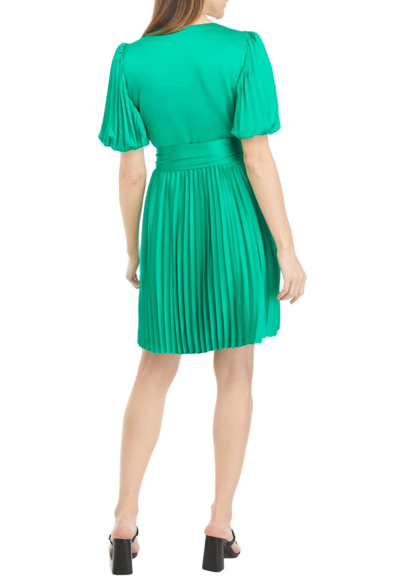 Womens Pleated Skirt Wrap Dress
