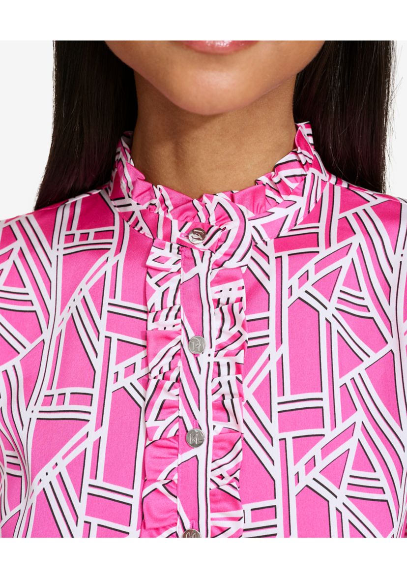 Womens Puff Sleeve Printed Blouse