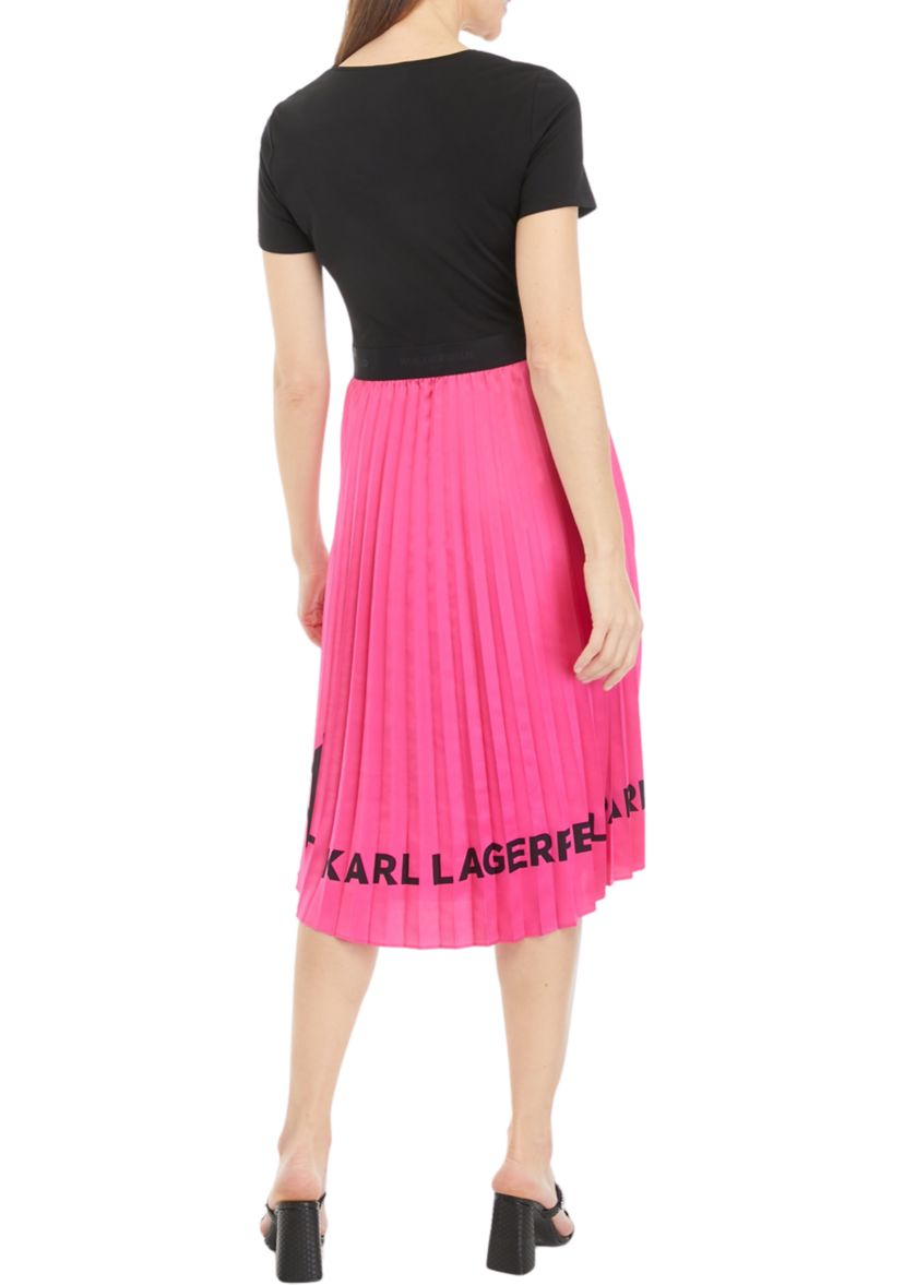 Womens Short Sleeve Square Neck Pleated Dress