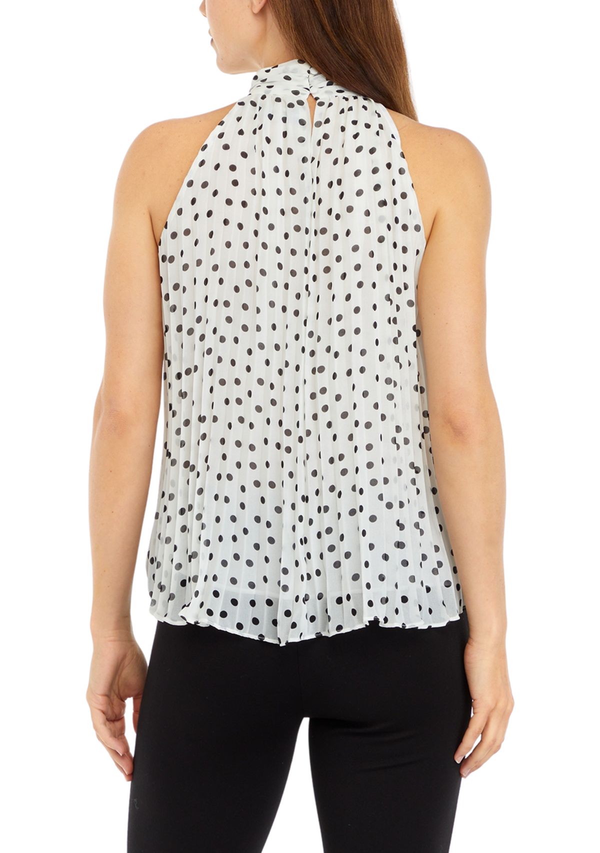 Womens Pleated Halter Dot Print Top