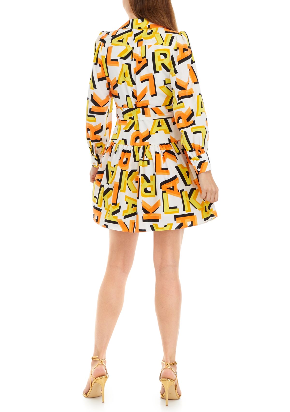 Womens Long Sleeve Printed Shirtdress