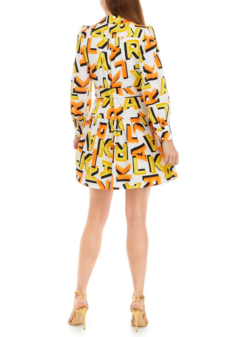 Womens Long Sleeve Printed Shirtdress