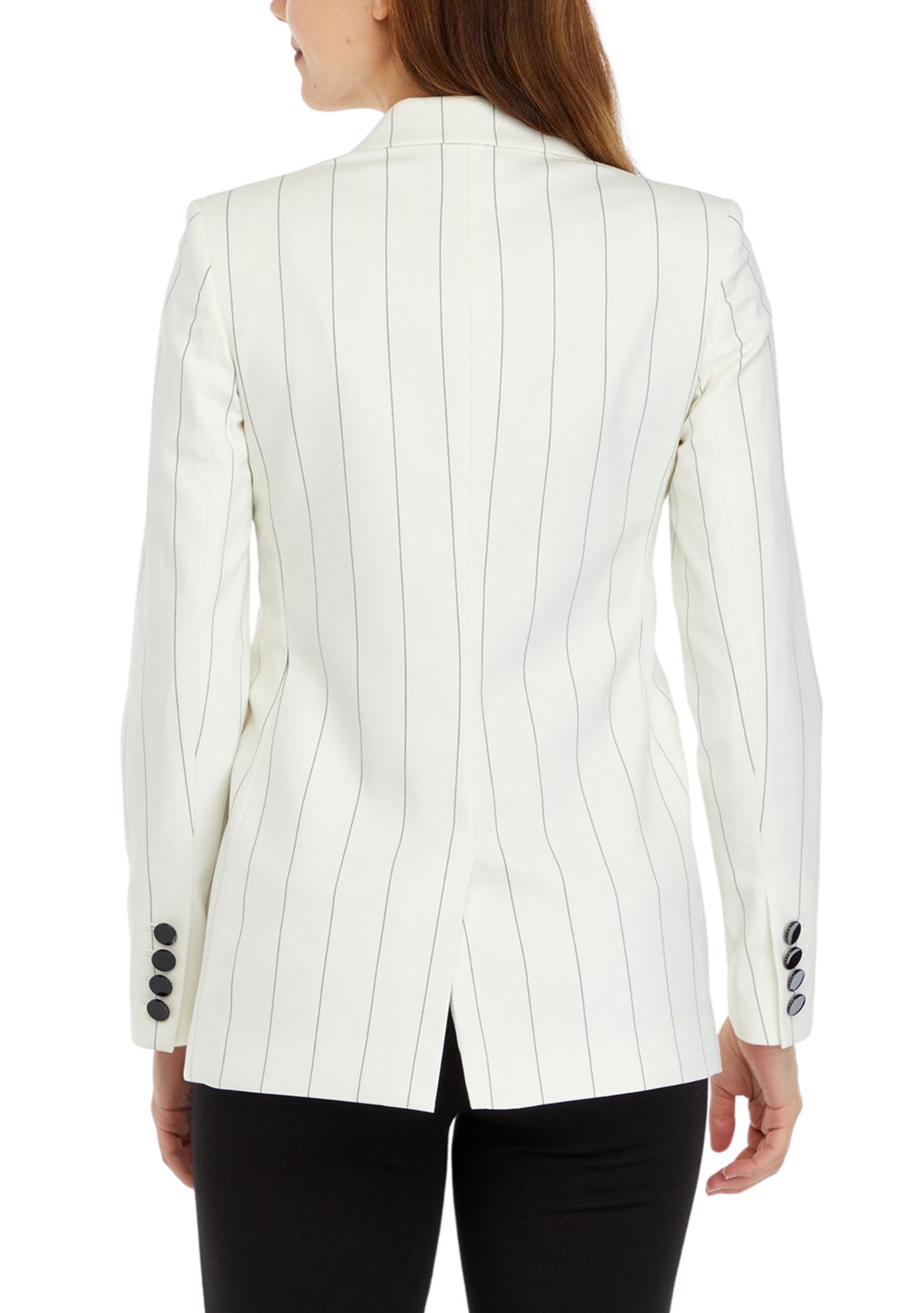 Womens Notch Collar Two Button Stripe Blazer