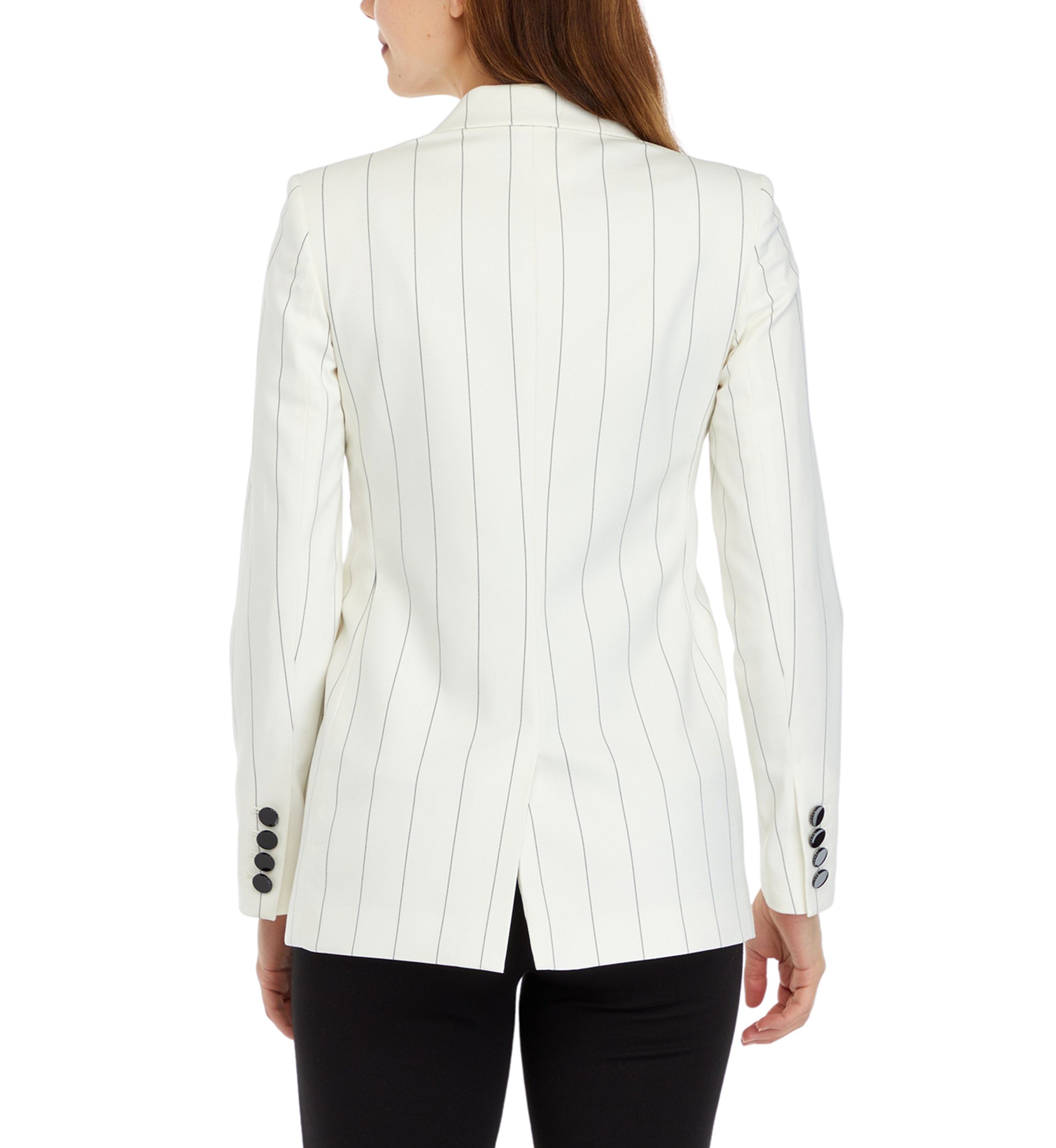 Womens Notch Collar Two Button Stripe Blazer