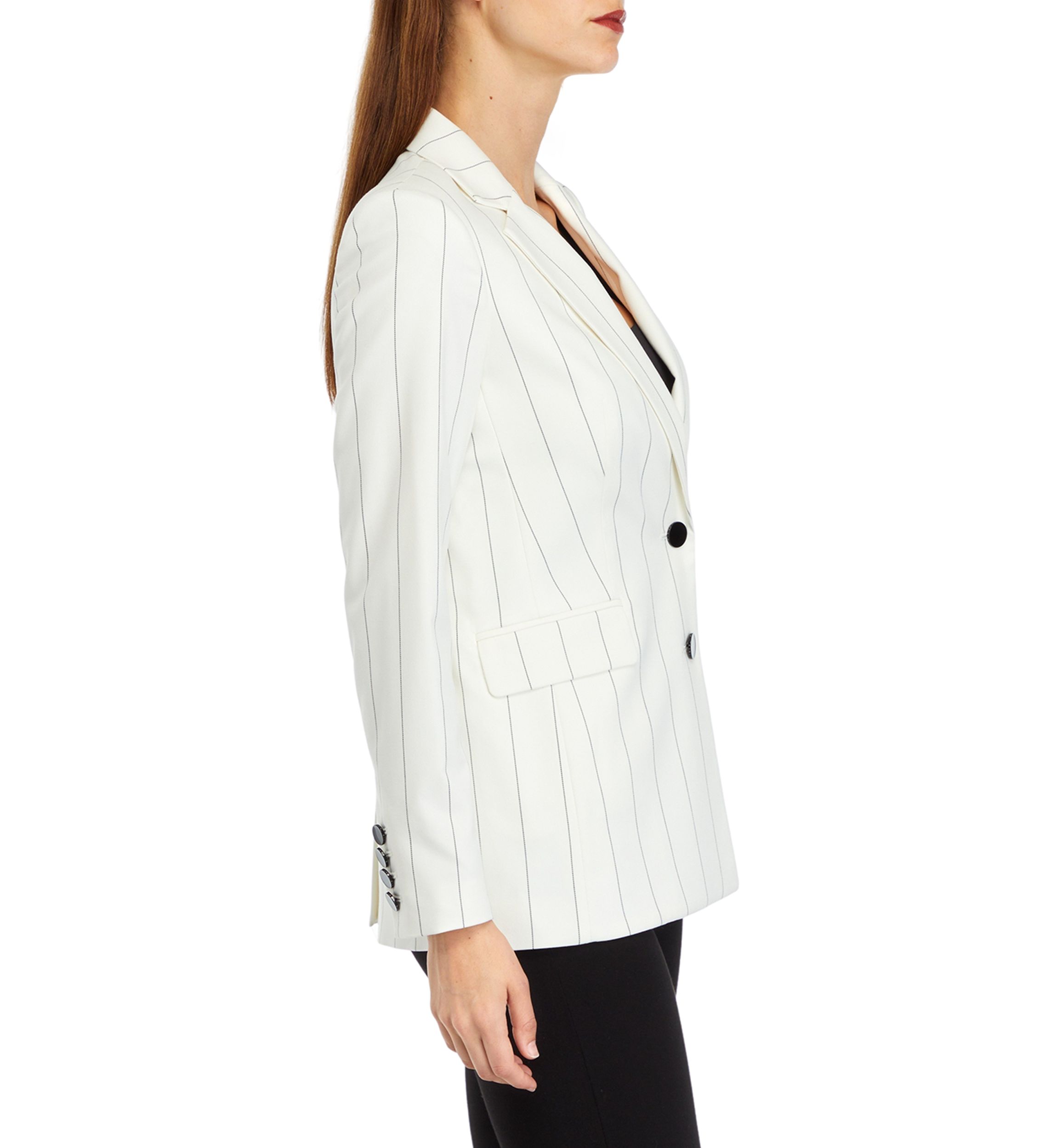 Womens Notch Collar Two Button Stripe Blazer