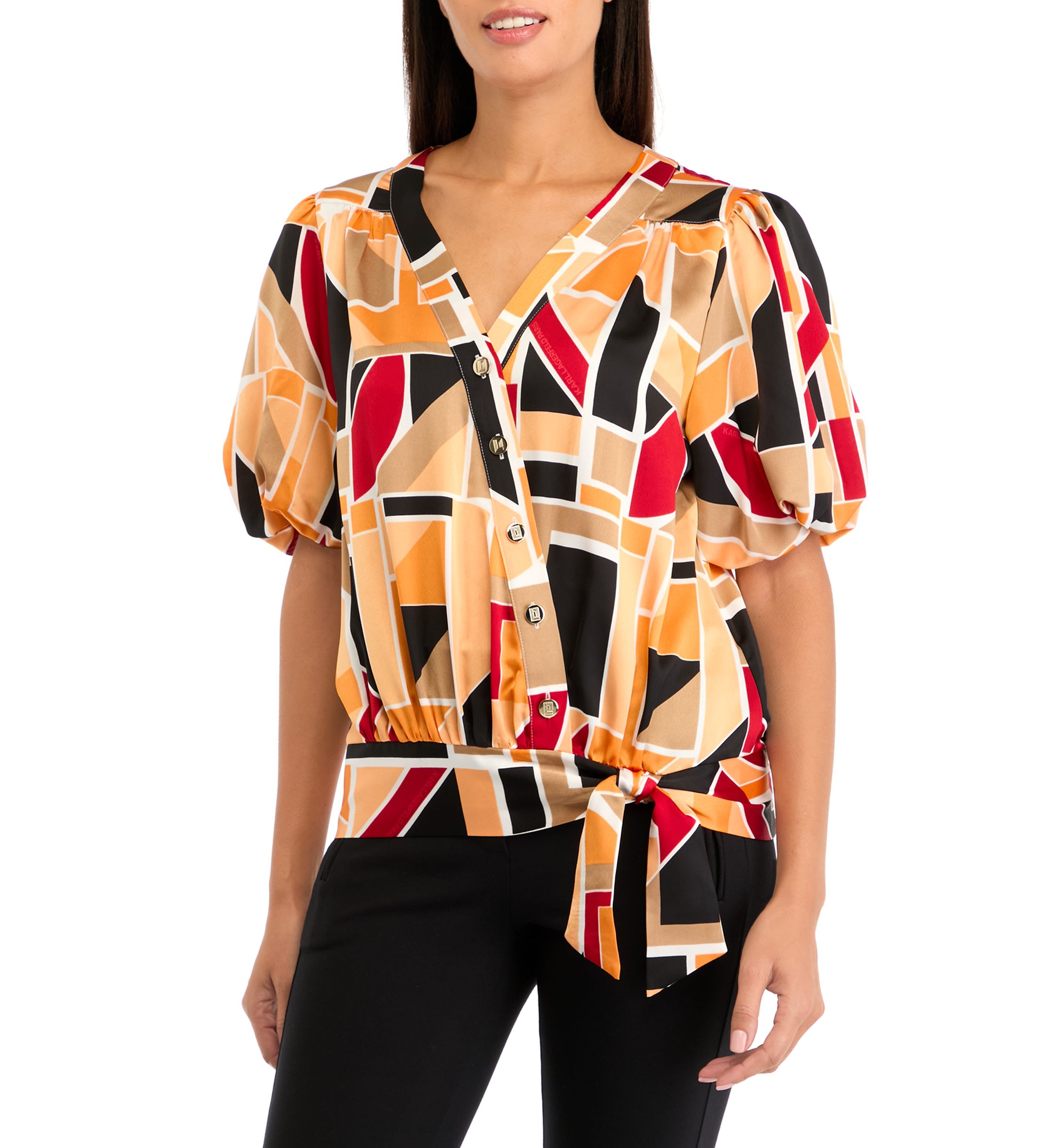 Womens Printed Wrap Blouse
