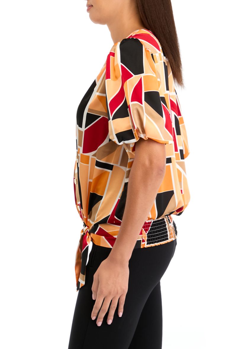 Womens Printed Wrap Blouse