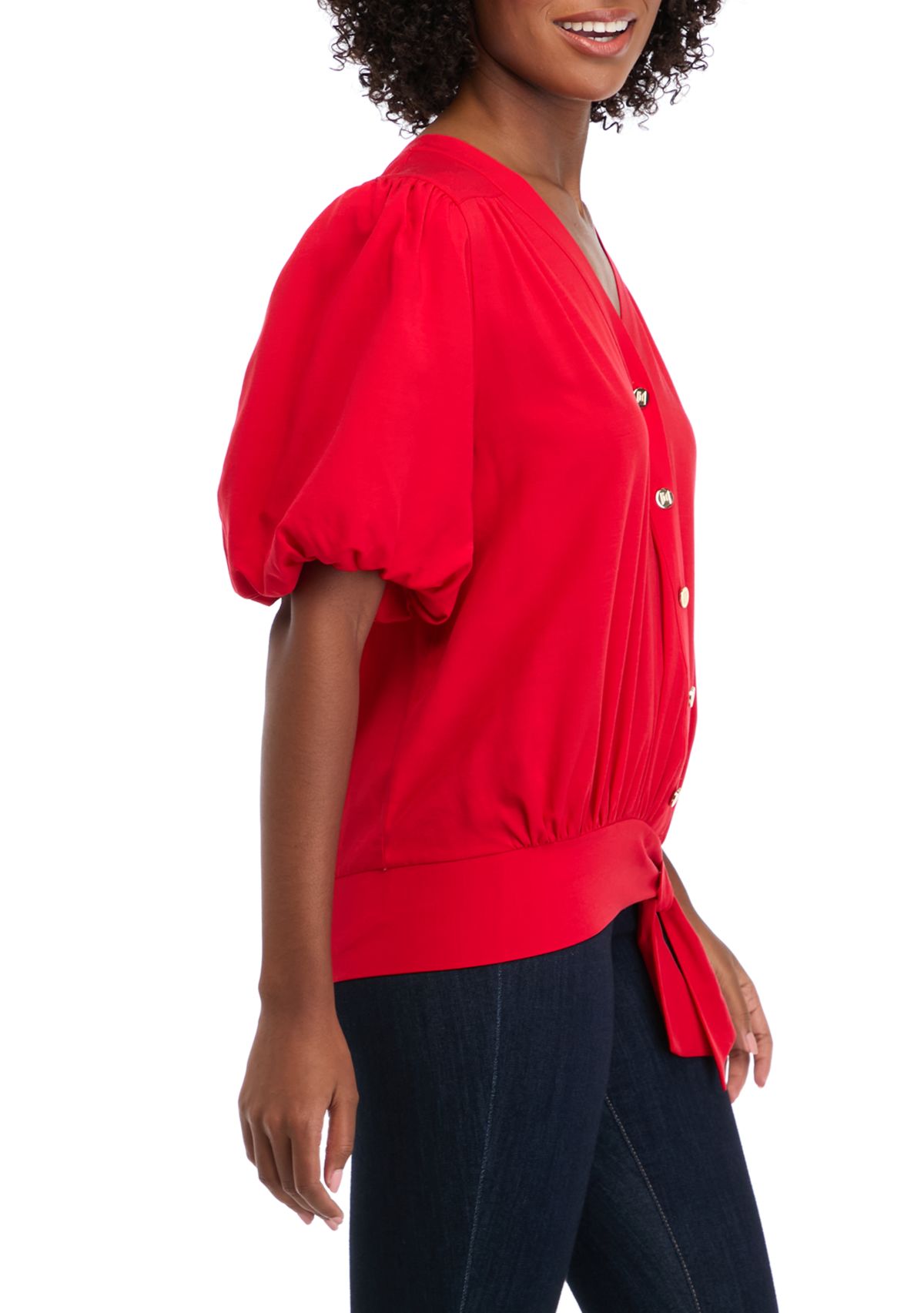 Womens Short Sleeve Wrap Blouse