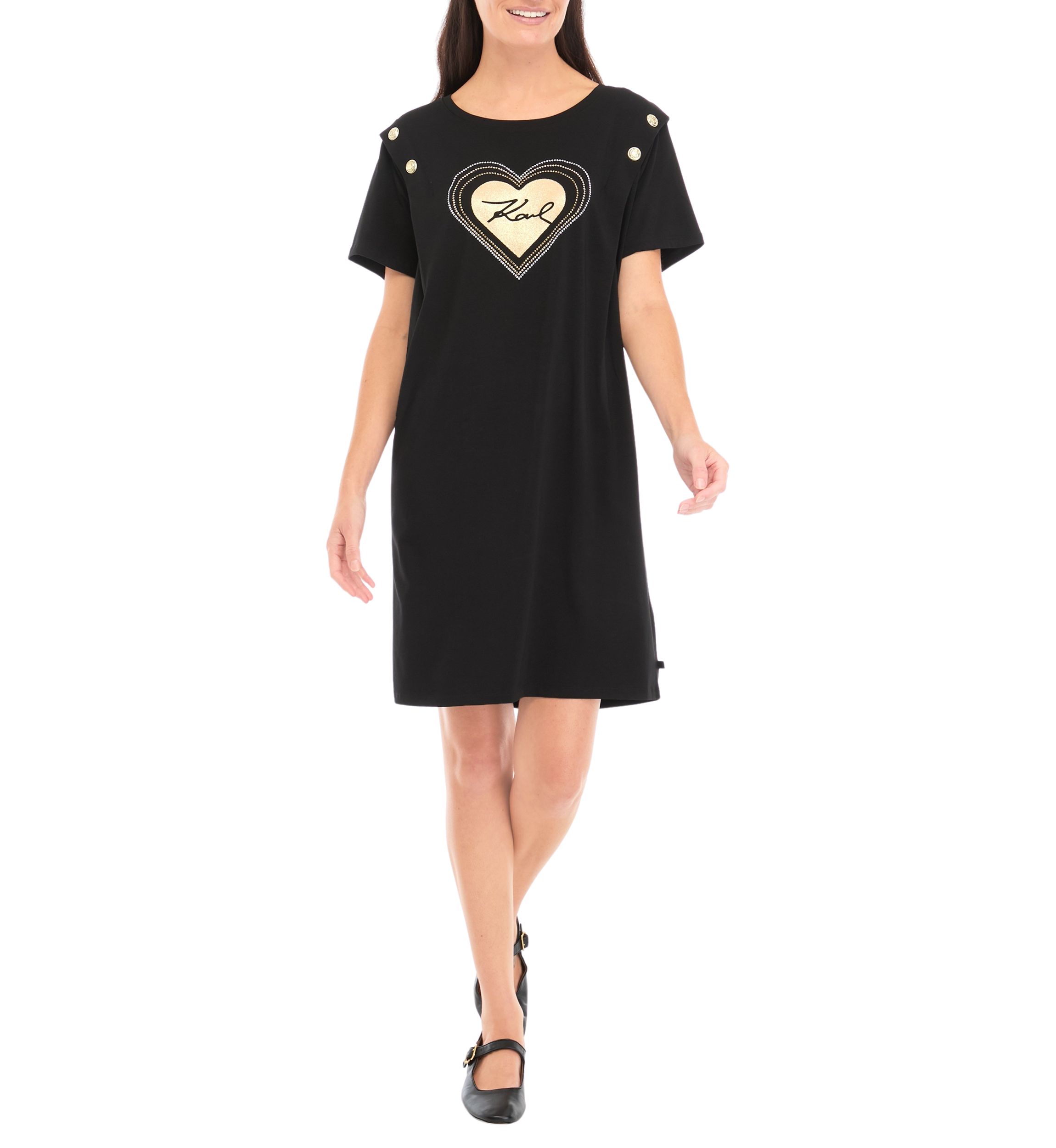 Womens Heart Karl Short Sleeve T-Shirt Dress