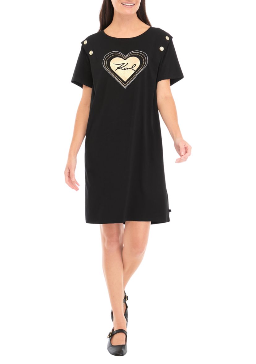 Womens Heart Karl Short Sleeve T-Shirt Dress