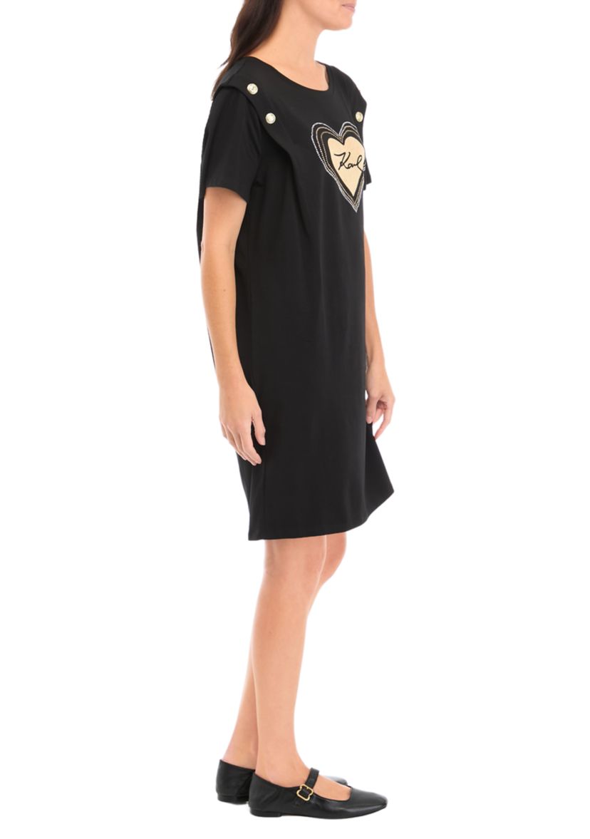 Womens Heart Karl Short Sleeve T-Shirt Dress