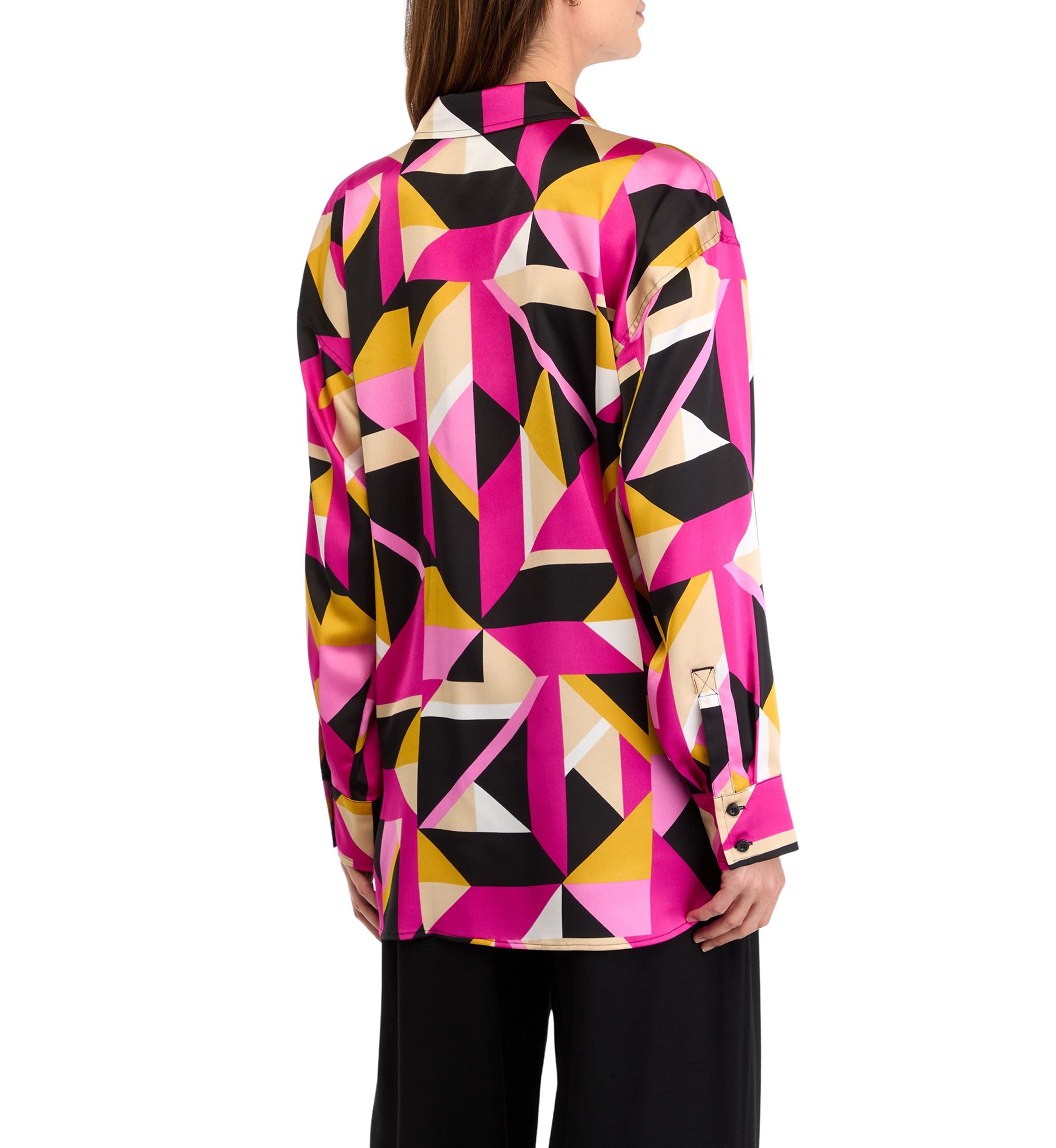 Womens Long Sleeve Geometric Button Front Shirt 