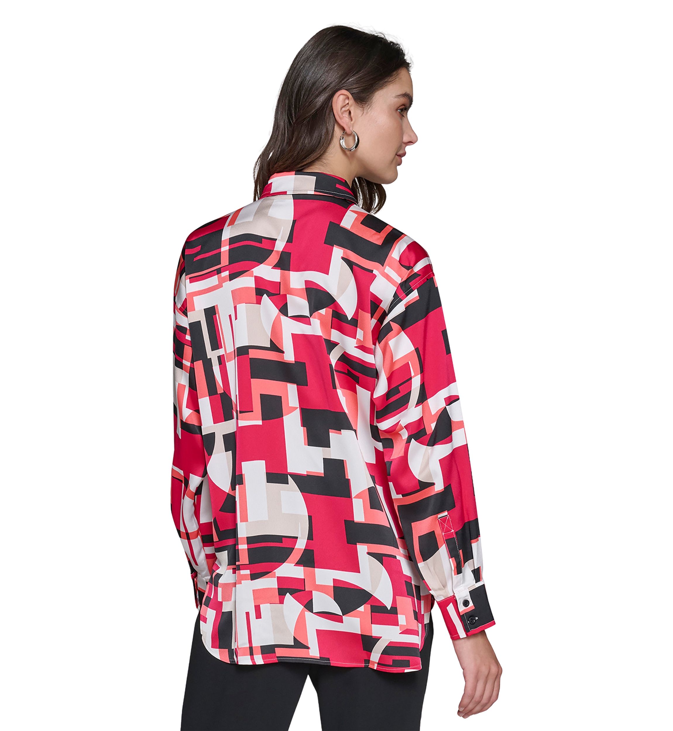 Womens Long Sleeve Printed Tunic Blouse